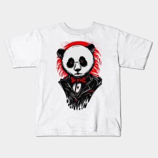 Smart Panda Suit Black Red Kids T-Shirt